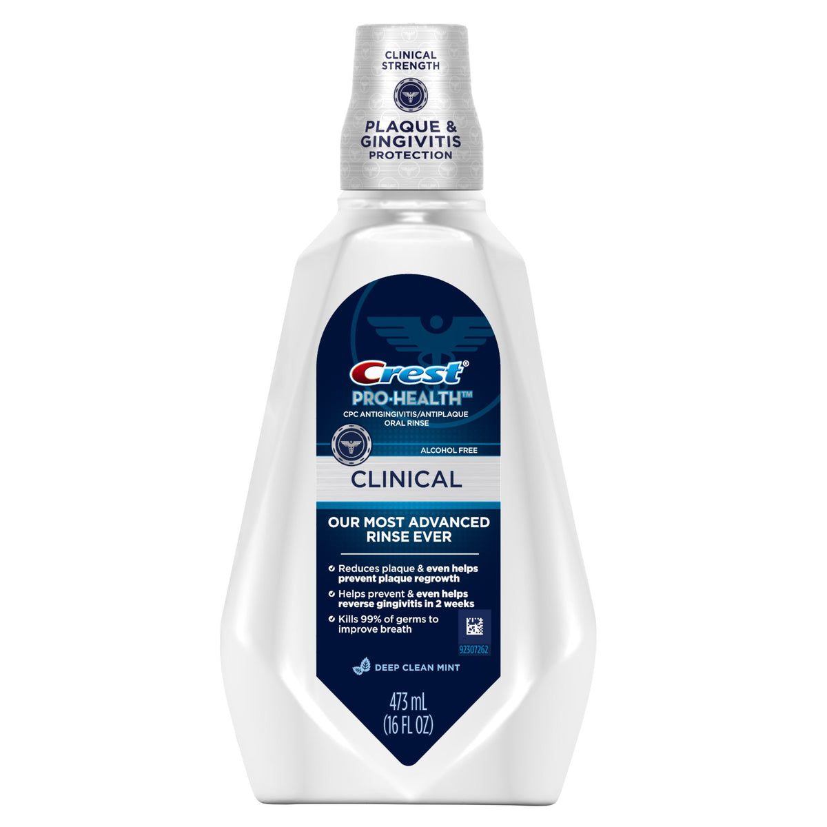 Crest Pro-Health Clinical Mouthwash with CPC, Alcohol Free, Gingivitis Treatment, Deep Clean Mint, 473 Ml (16 fl oz), 4 Count