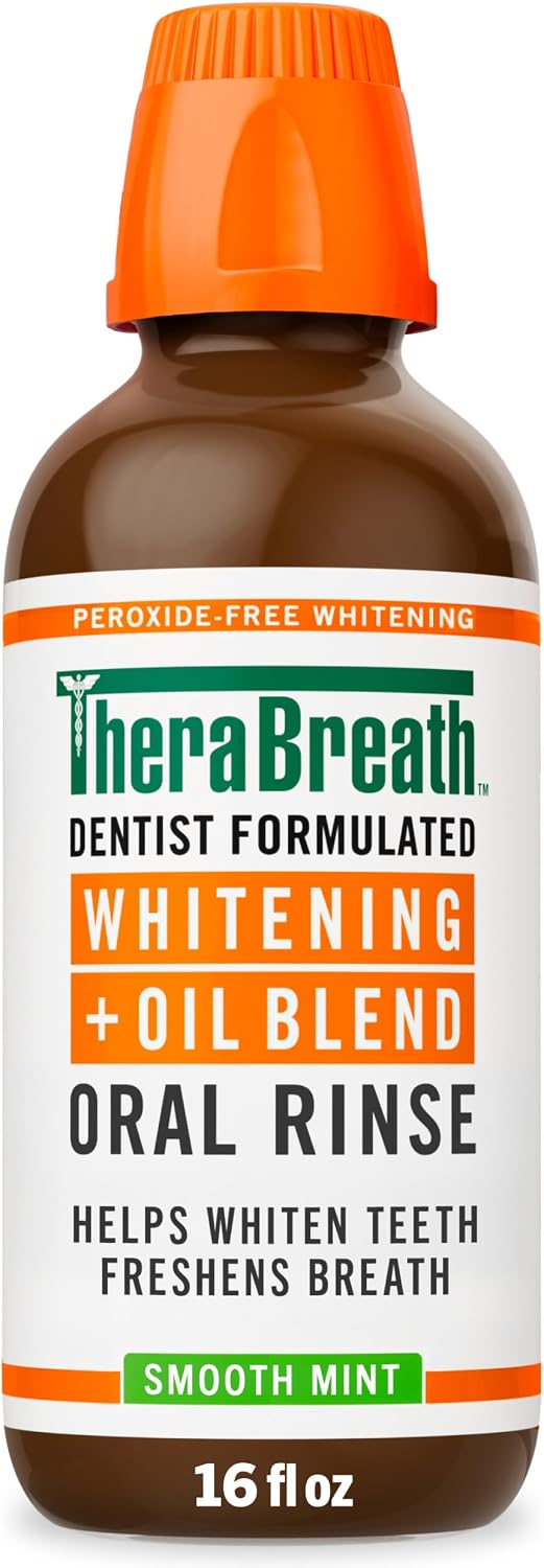 TheraBreath Whitening + Oil Blend Oral Rinse, Smooth Mint, 16 fl oz