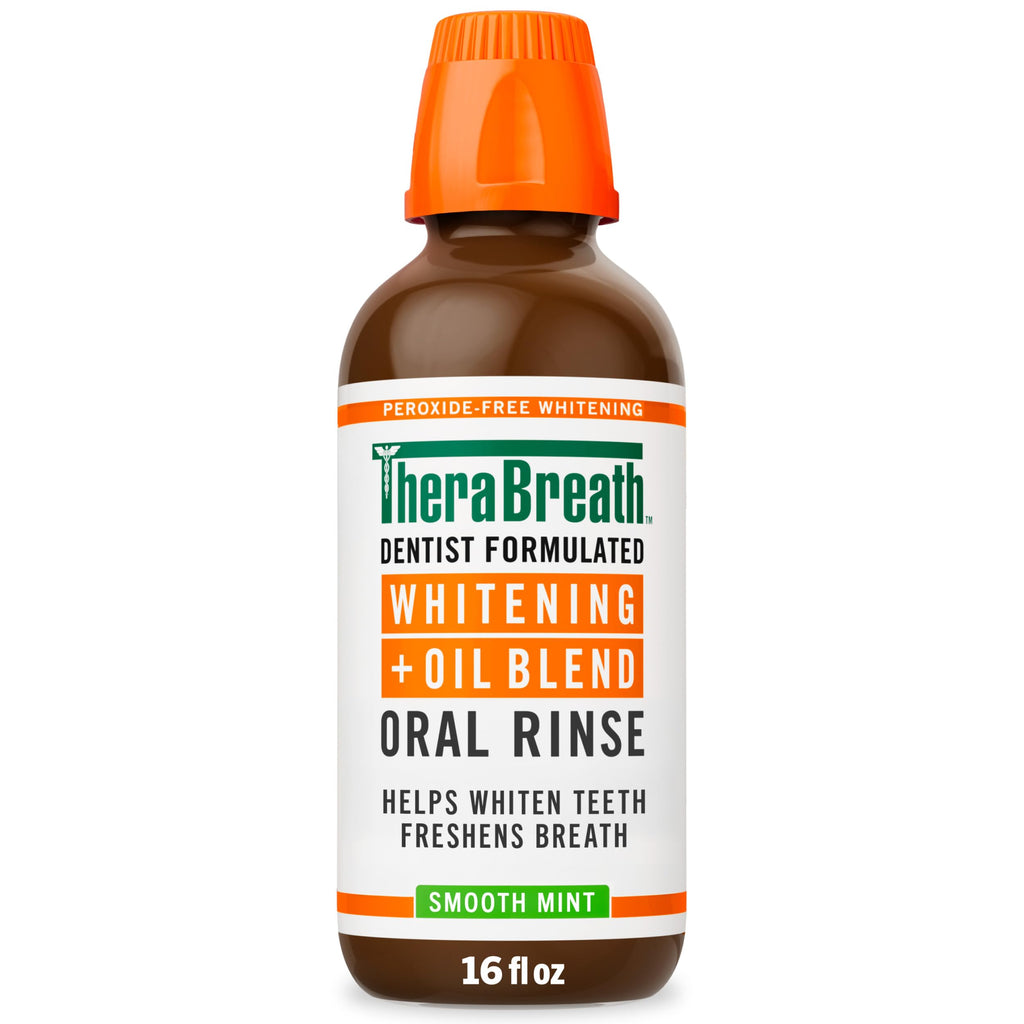 TheraBreath Whitening + Oil Blend Oral Rinse, Smooth Mint, 16 fl oz