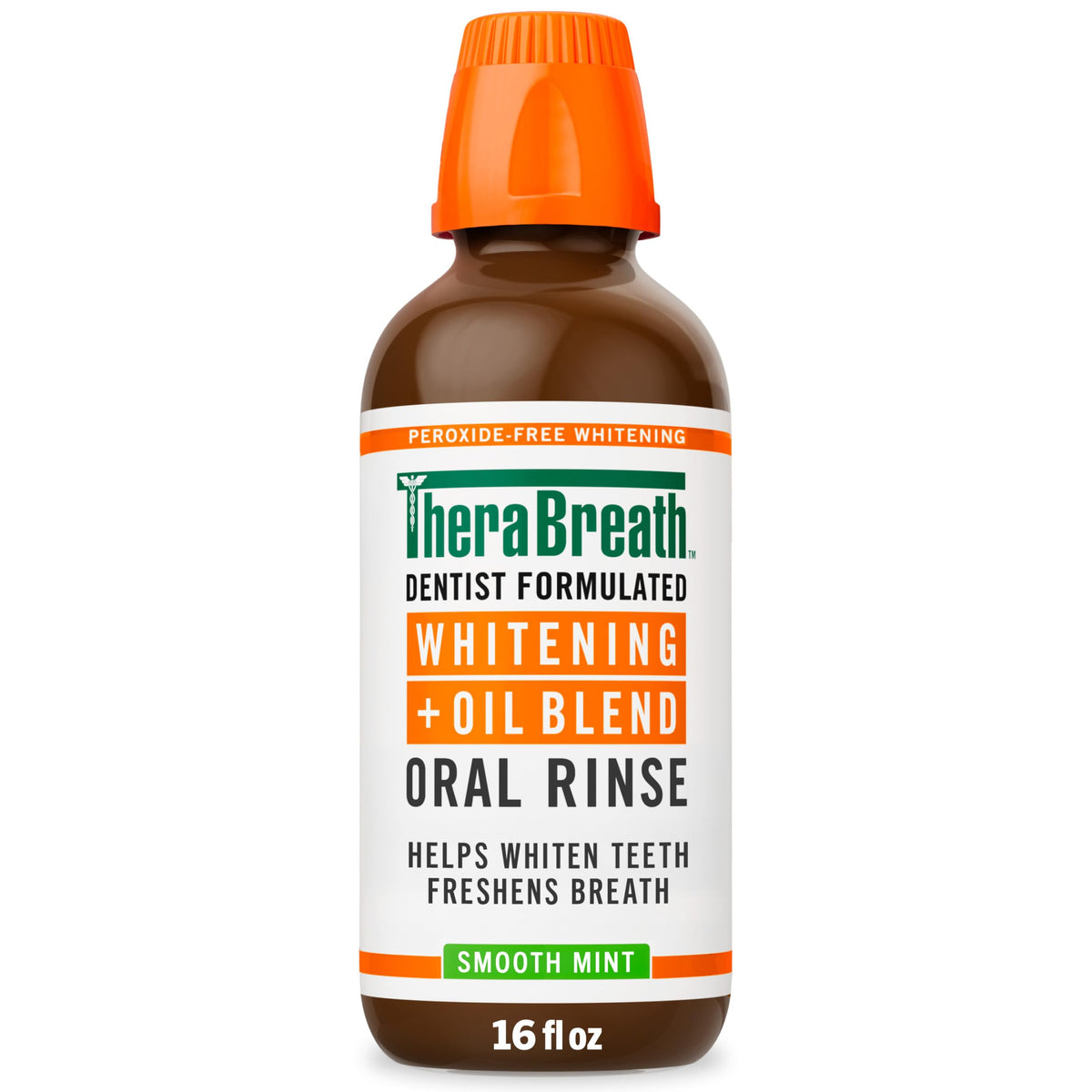 TheraBreath Whitening + Oil Blend Oral Rinse, Smooth Mint, 16 fl oz