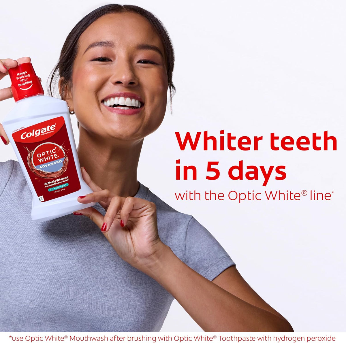 Colgate Optic White Teeth Whitening Mouthwash, ICY Fresh Mint, 3 Pk, 32 oz