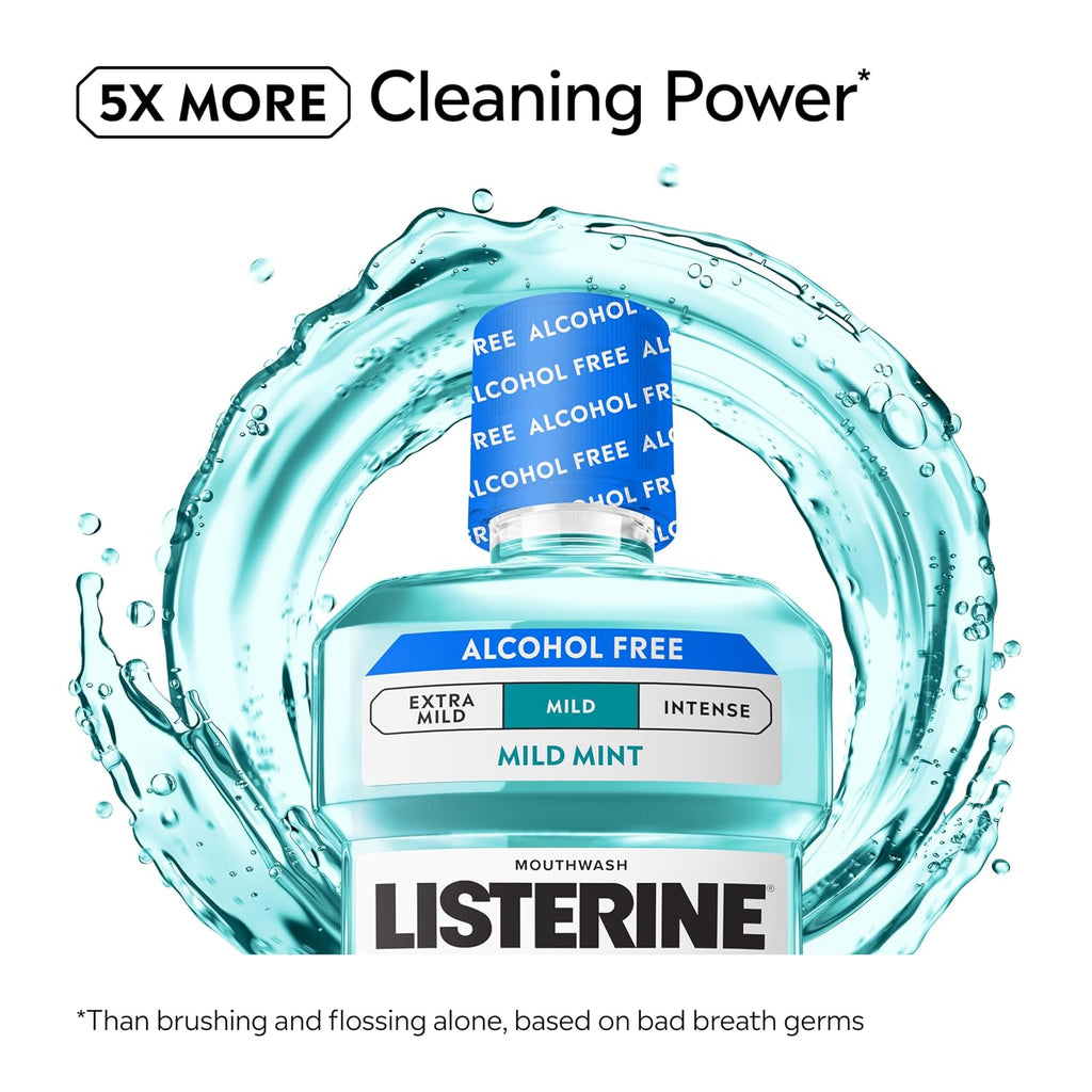 Listerine Cool Mint Alcohol Free Mouthwash, Mild Mint, 50.7 fl. oz/1.5L
