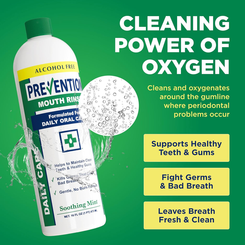 Prevention Daily Care Mouthwash, Hydrogen Peroxide Rinse 16 oz 2-Pack