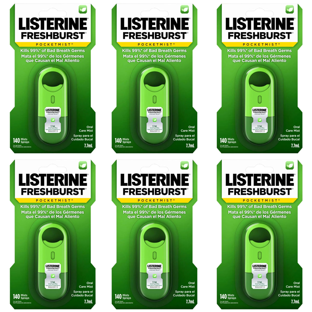 Listerine Pocketmist Oral Care Mist, Cool Mint, 0.26 fl. oz/7.7 mL x 2
