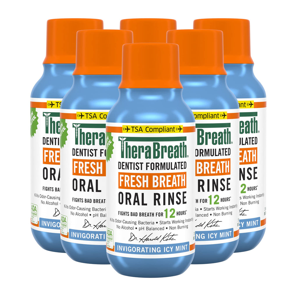 TheraBreath Fresh Breath Mouthwash, Mild Mint Flavor, Alcohol-Free, 16 Fl Oz (2-Pack)
