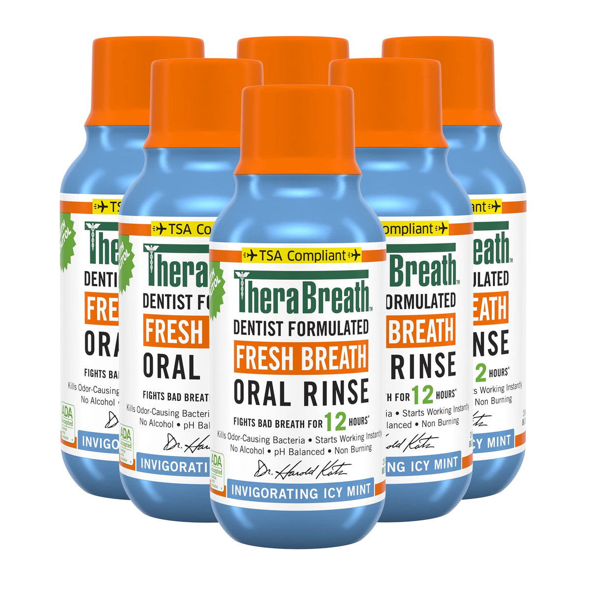 TheraBreath Fresh Breath Mouthwash, Mild Mint Flavor, Alcohol-Free, 16 Fl Oz (2-Pack)