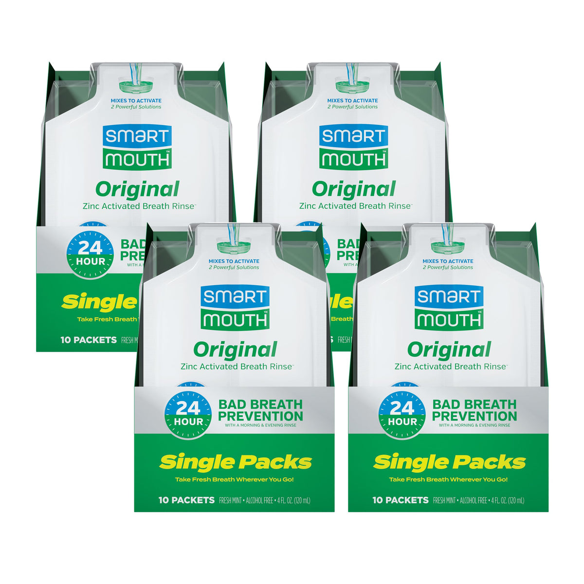 SmartMouth Original Zinc Activated Mouthwash Single Packs, 10 Count, 3-Pack