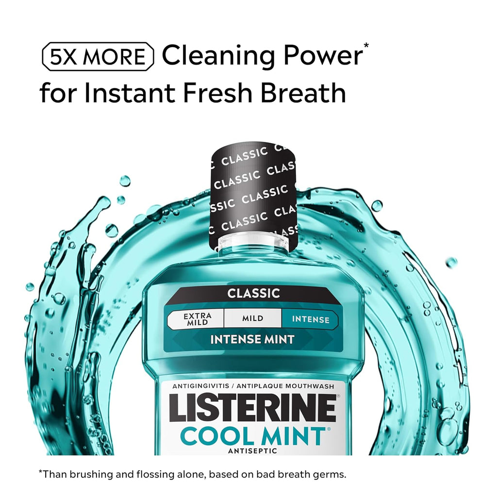 Listerine Cool Mint Antiseptic Mouthwash, Intense Mint, 50.7 fl. oz/1.5 L