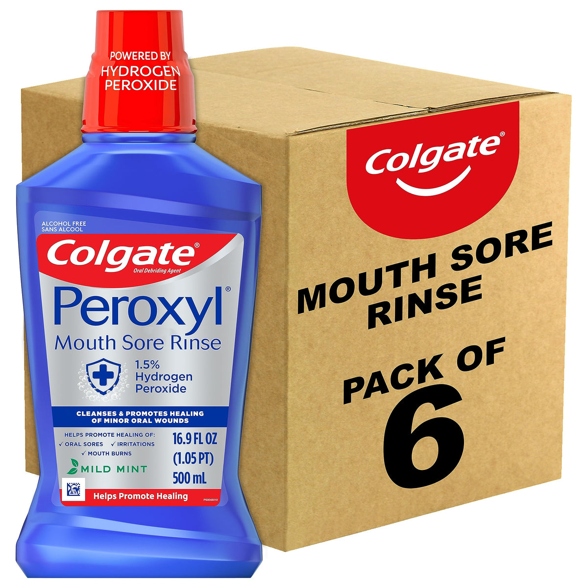 Colgate Peroxyl Antiseptic Mouth Sore Rinse, Alcohol Free, Mint, 16.9 fl oz