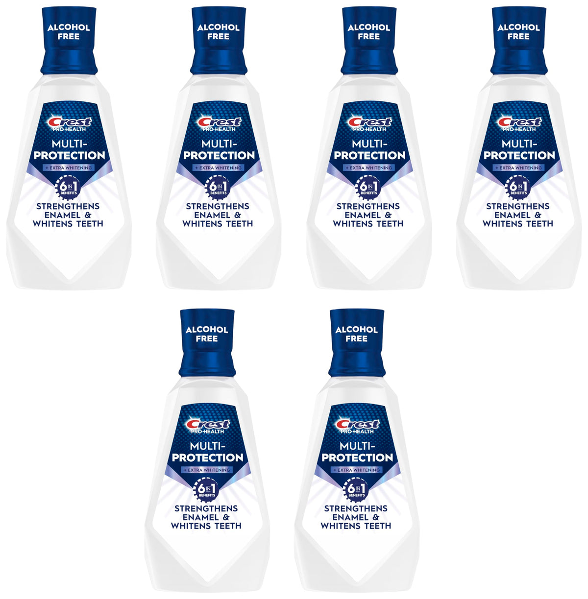 Crest Pro-Health Mouthwash, Teeth Whitening for Adults, 6 in 1 Benefits, Breath Freshener, 946mL, 2 Pack, Alcohol Free Mouth Rinse, Anti Cavity, Enamel Repair, Bad Breath Treatment, Mint Flavor