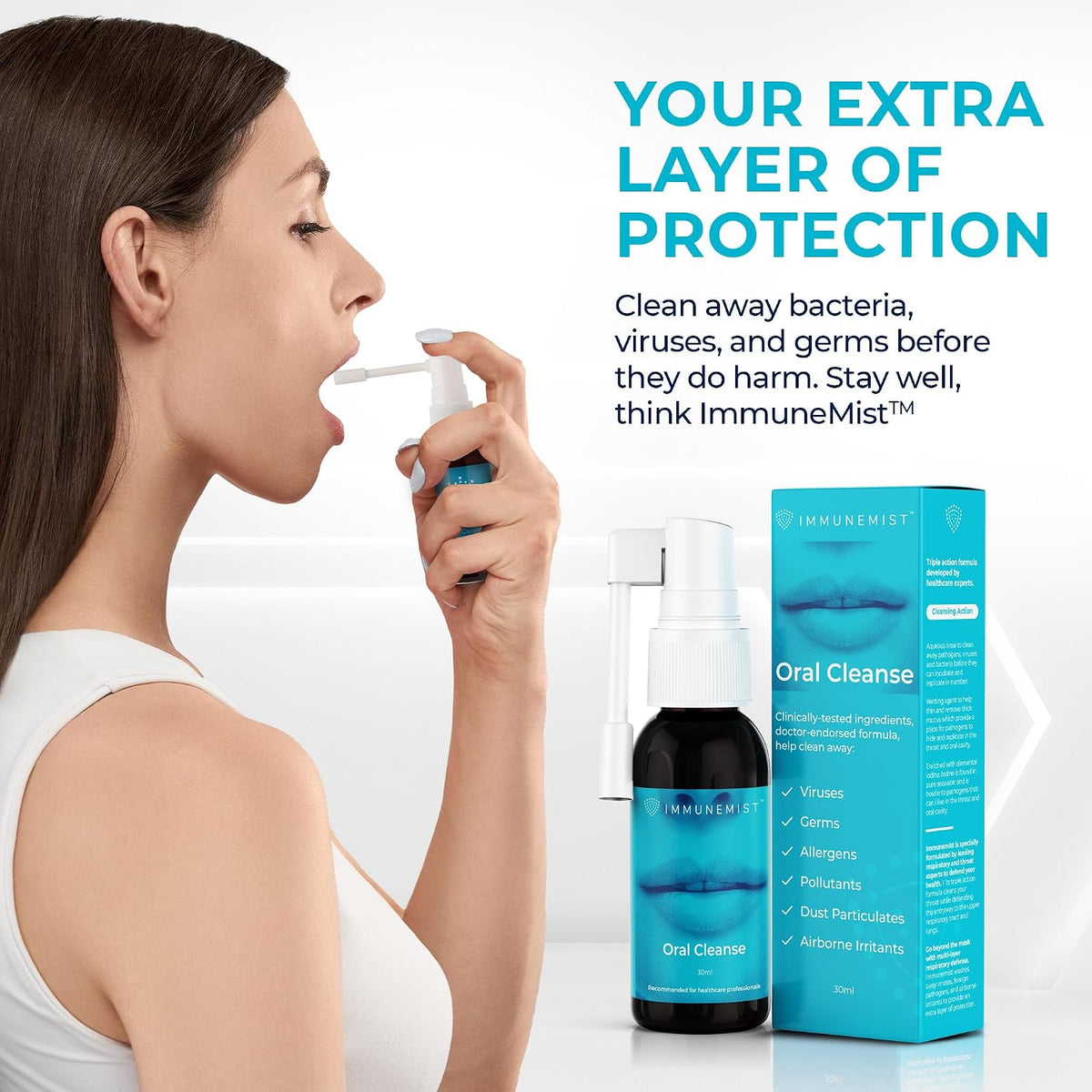 ImmuneMist™ Nasal and Oral Cleanse Bundle - Iodine Throat Spray and Nasal Iodine Spray - Up to 500 Doses - Made in The USA