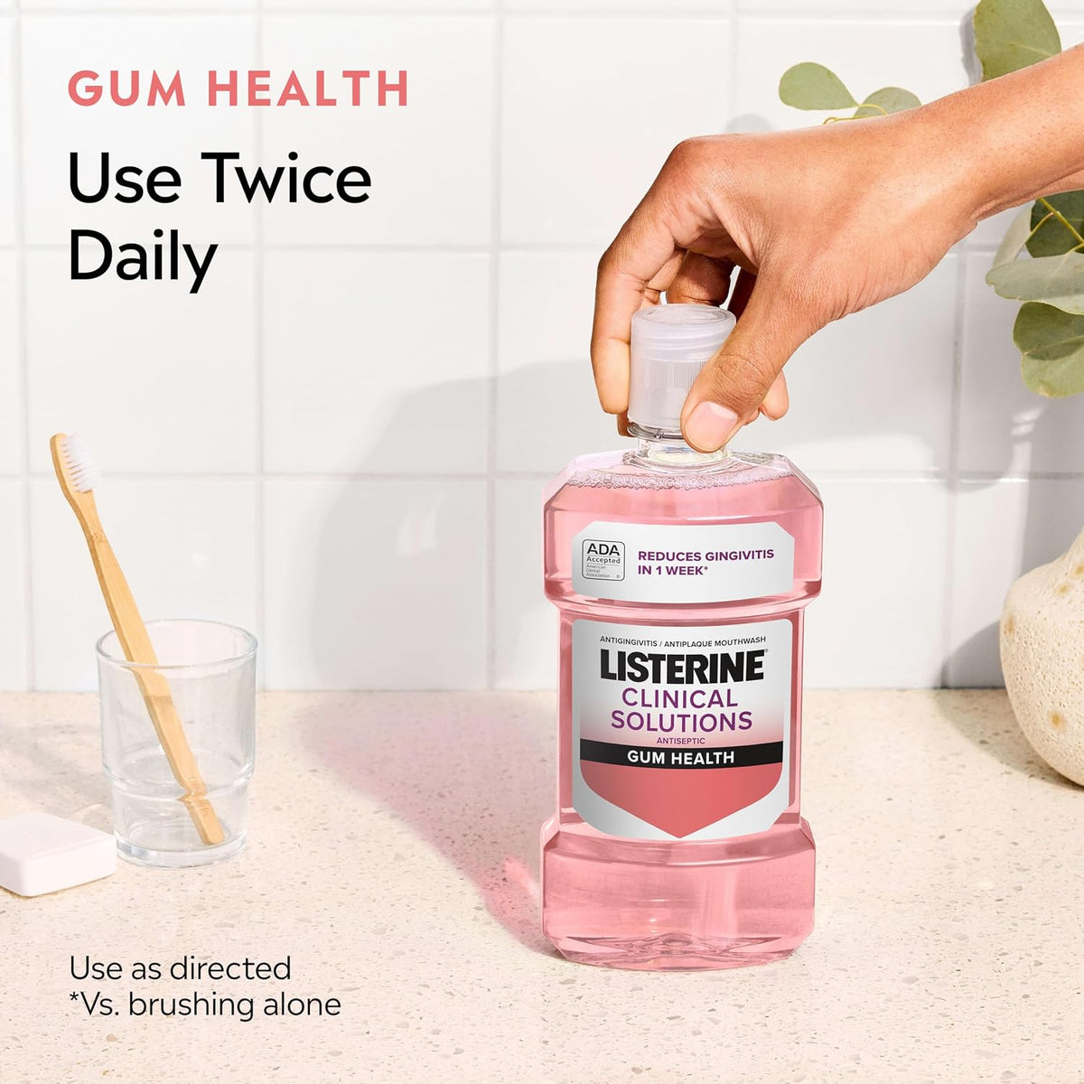 Listerine Clinical Solutions Gum Health Mouthwash, 33.8 fl.oz/1L x 2