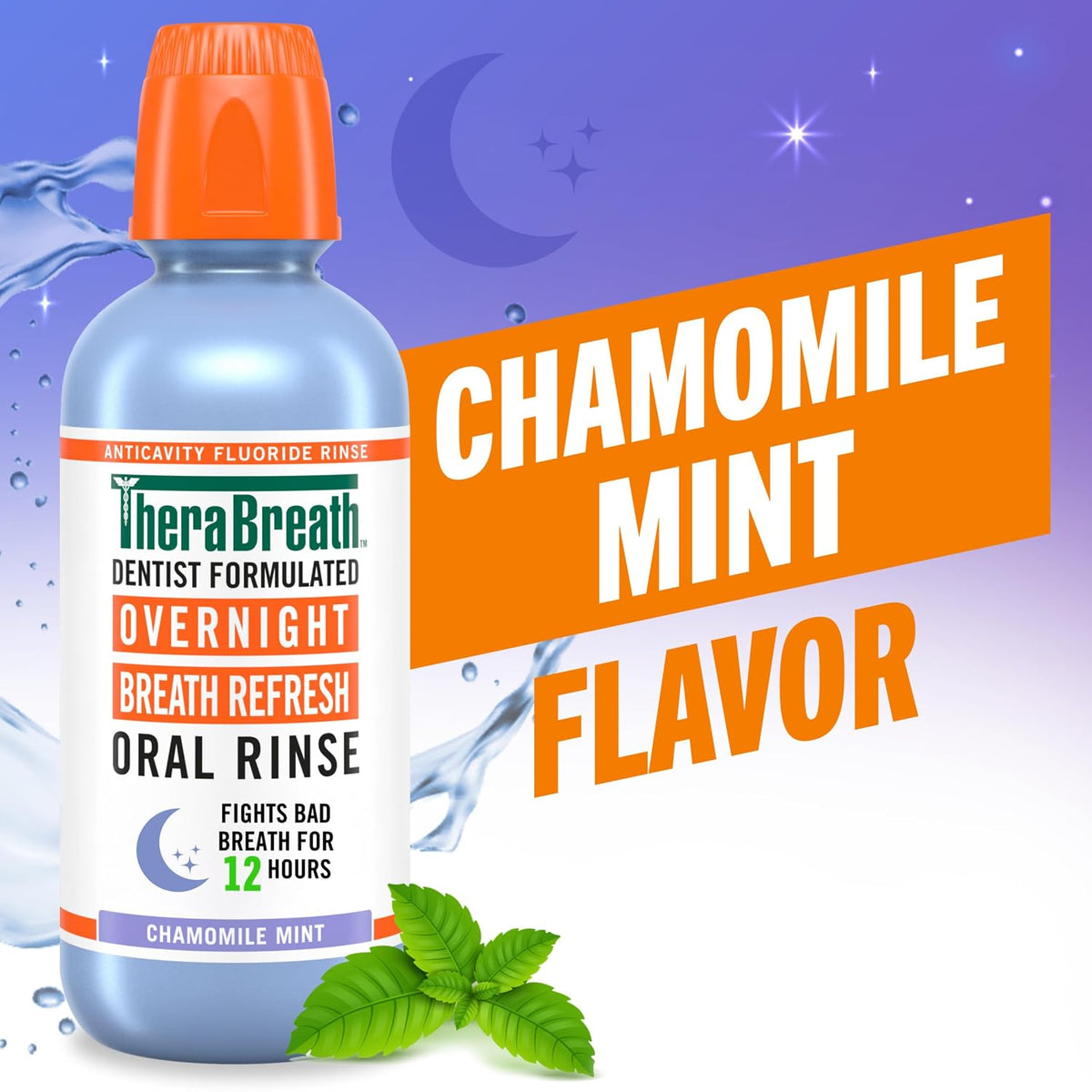 TheraBreath Overnight Mouthwash, Chamomile Mint Flavor, 16 fl oz, 2-Pack