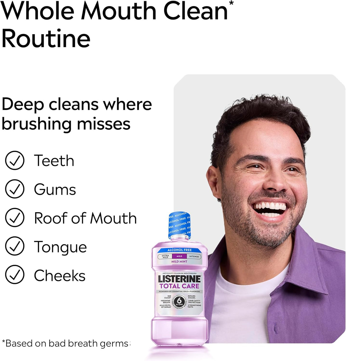 Listerine Total Care Alcohol Free Mouthwash, Mild Mint, 33.8 fl. oz/1L x 2