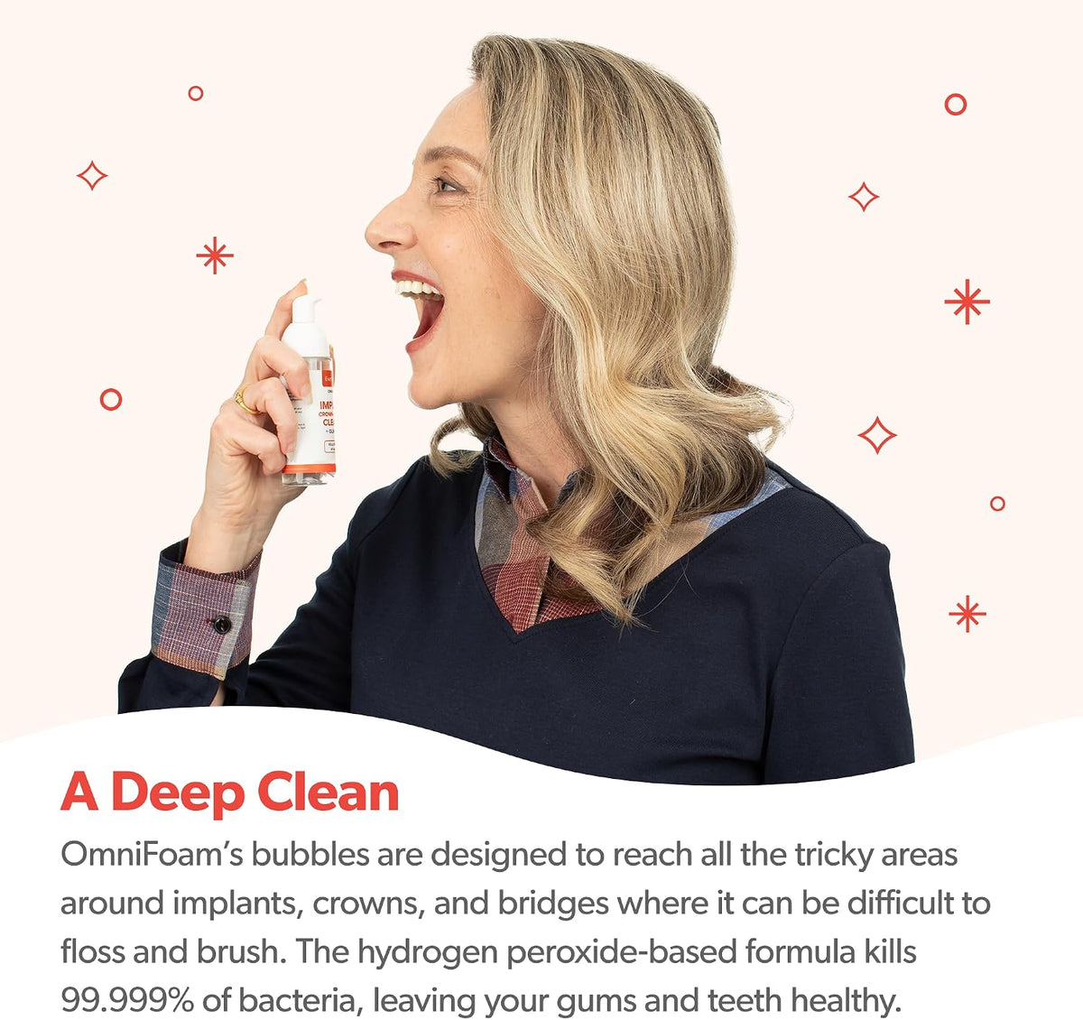 Eversmile OmniFoam Dental Cleaner – Cleaning Foam for Implants, Crowns, and Bridges – Pack of 2, 50ml Bottle