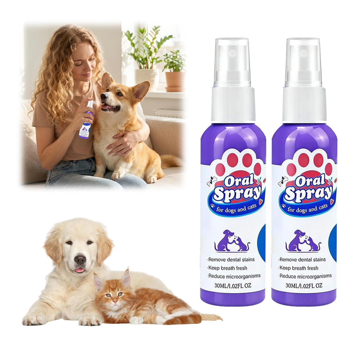 Jiexily Pet Oral Tartar Remover Spray, 2026 New Oral Teeth Cleaning Spray for Dogs and Cats, Pet Dental Tartar Remover Breath Freshener Health Supplies (1 pcs)