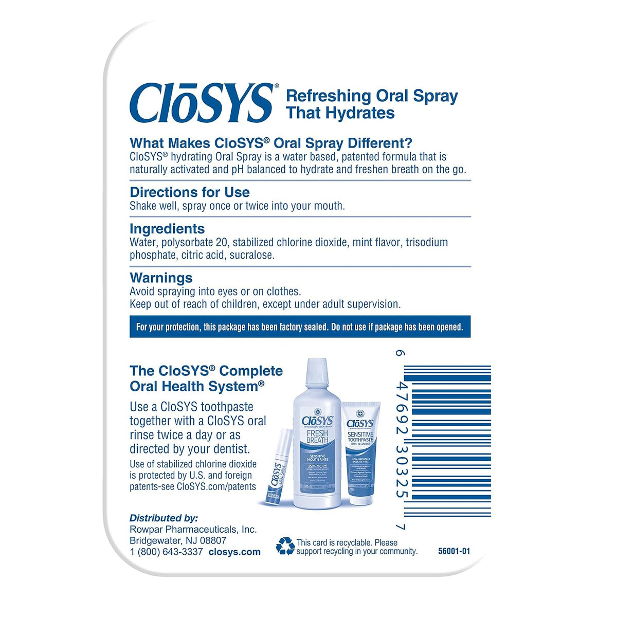 CloSYS Oral Breath Spray, Mint, Sugar Free, Fights Bad Breath .31oz, 3 Pack