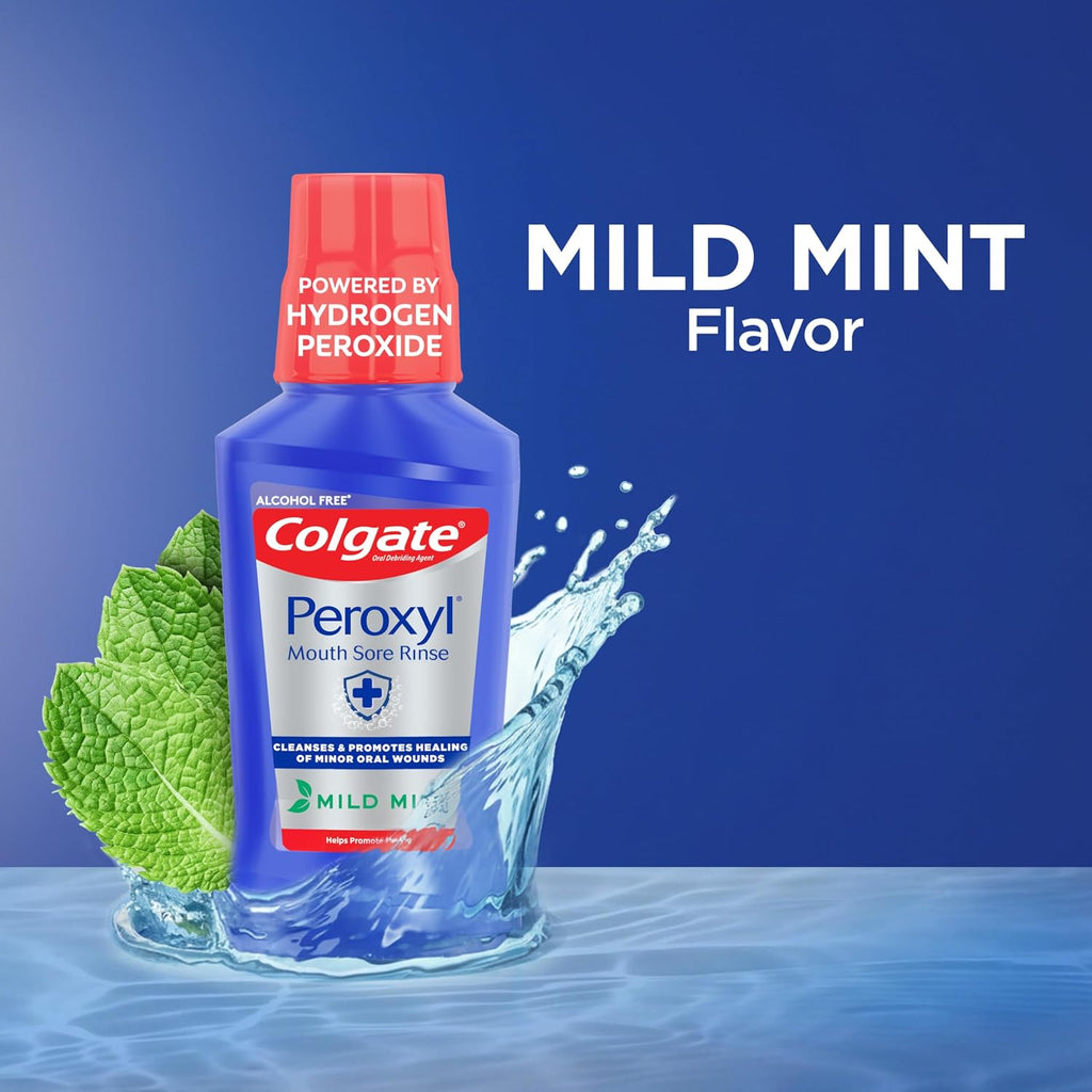 Colgate Peroxyl Antiseptic Mouth Sore Rinse, Alcohol Free, Mint, 16.9 fl oz