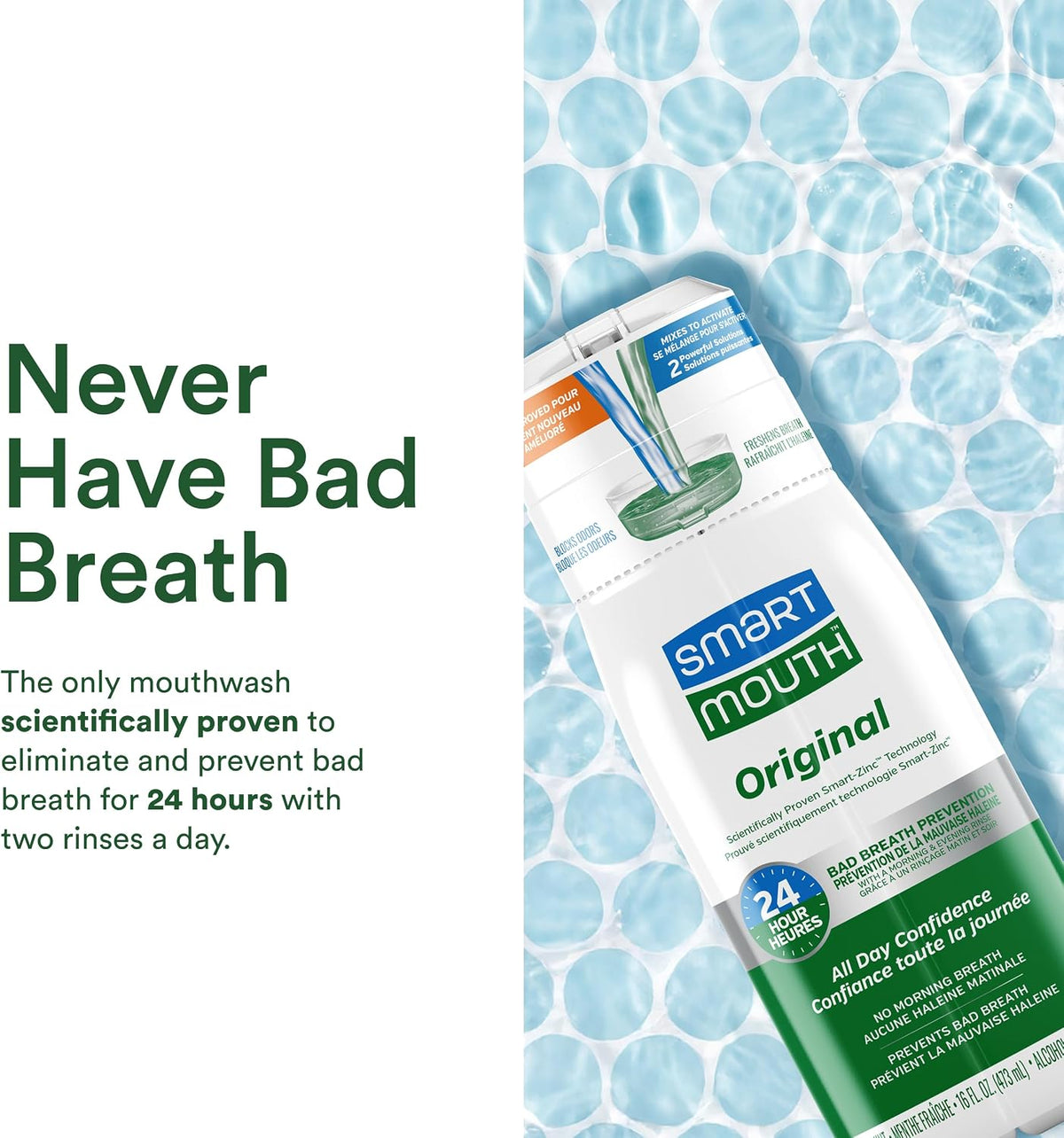 SmartMouth Original Zinc Activated Mouthwash, Fresh Mint, 16 fl oz, 2-Pack