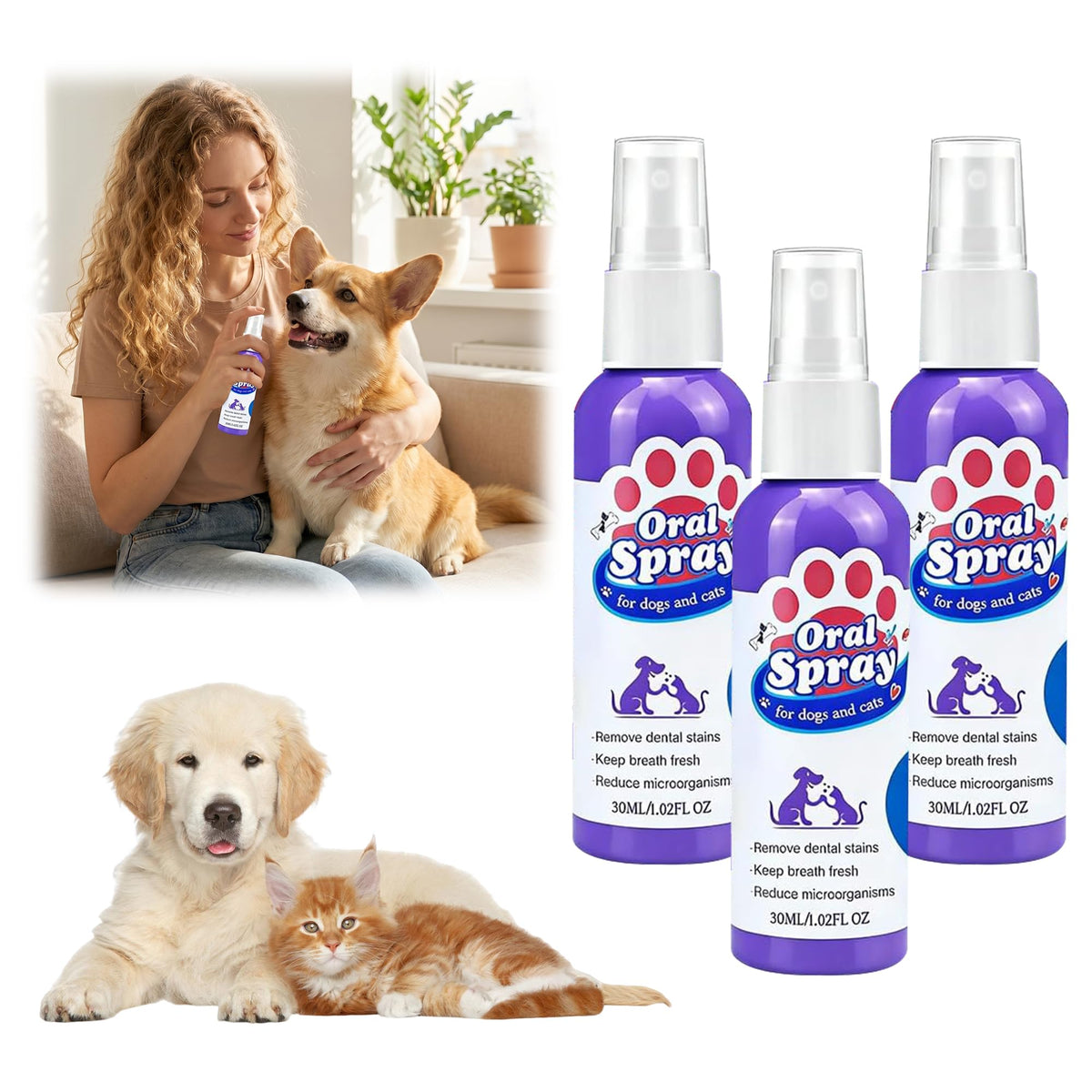 Jiexily Pet Oral Tartar Remover Spray, 2026 New Oral Teeth Cleaning Spray for Dogs and Cats, Pet Dental Tartar Remover Breath Freshener Health Supplies (1 pcs)