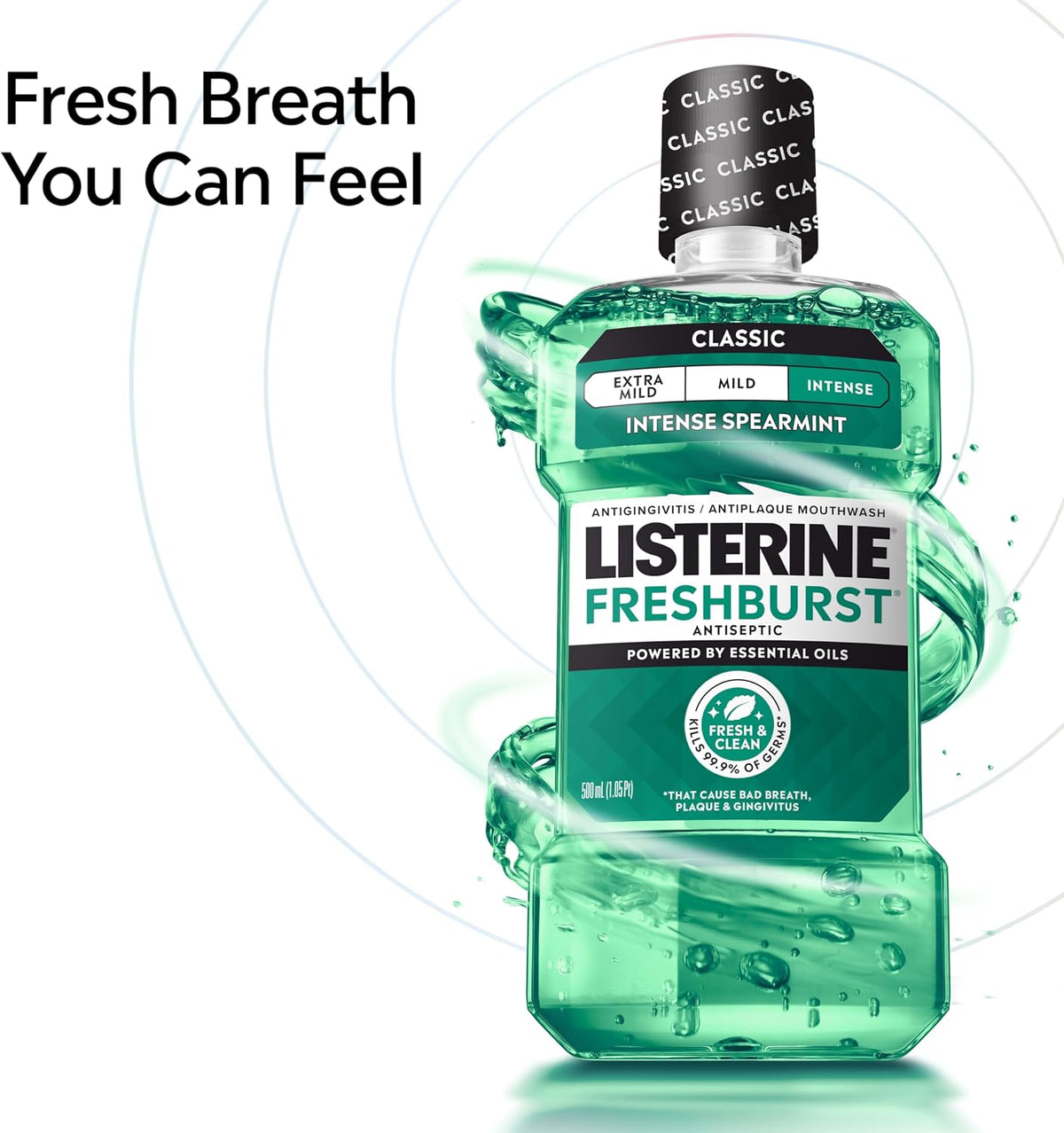 Listerine Freshburst Antiseptic Mouthwash, Spearmint, 33.8 fl. oz/1L