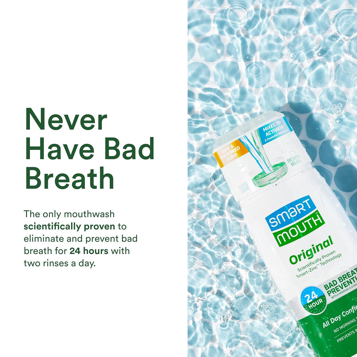 SmartMouth Original Zinc Activated Mouthwash & Single Packs, Fresh Mint