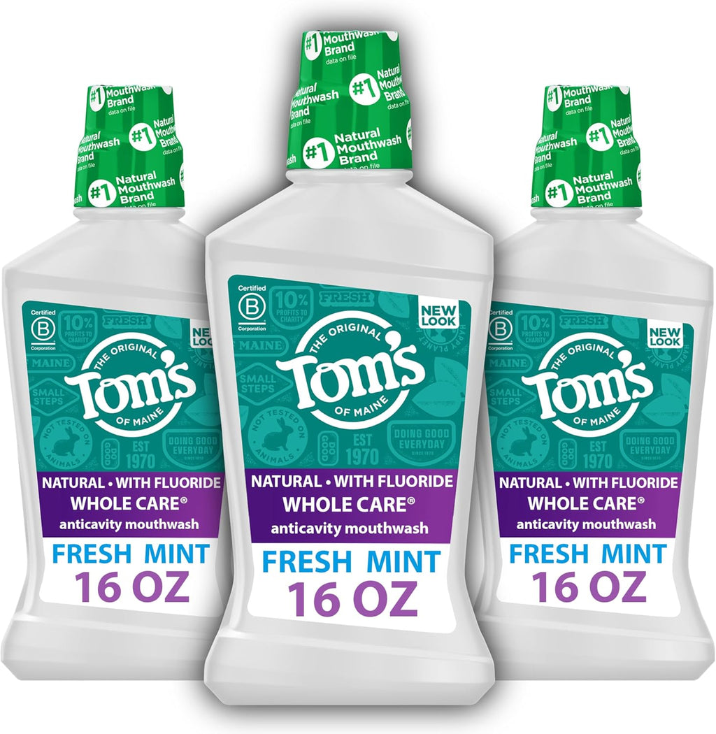 Tom's of Maine Whole Care Natural Anticavity Fluoride Mouthwash 3Pk, 16 oz