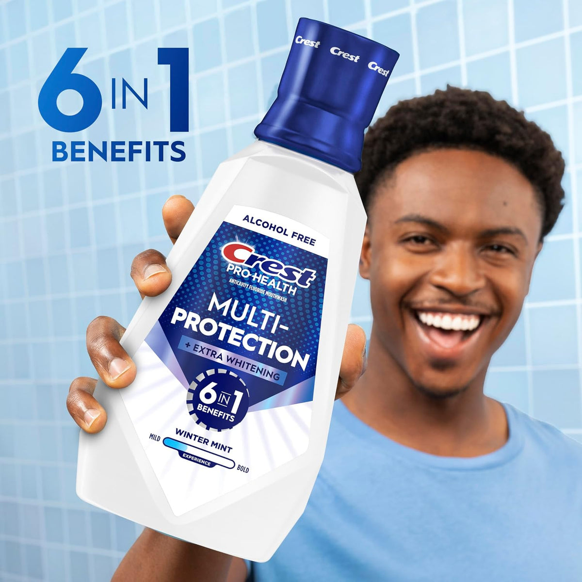 Crest Pro-Health Mouthwash, Teeth Whitening for Adults, 6 in 1 Benefits, Breath Freshener, 946mL, 2 Pack, Alcohol Free Mouth Rinse, Anti Cavity, Enamel Repair, Bad Breath Treatment, Mint Flavor