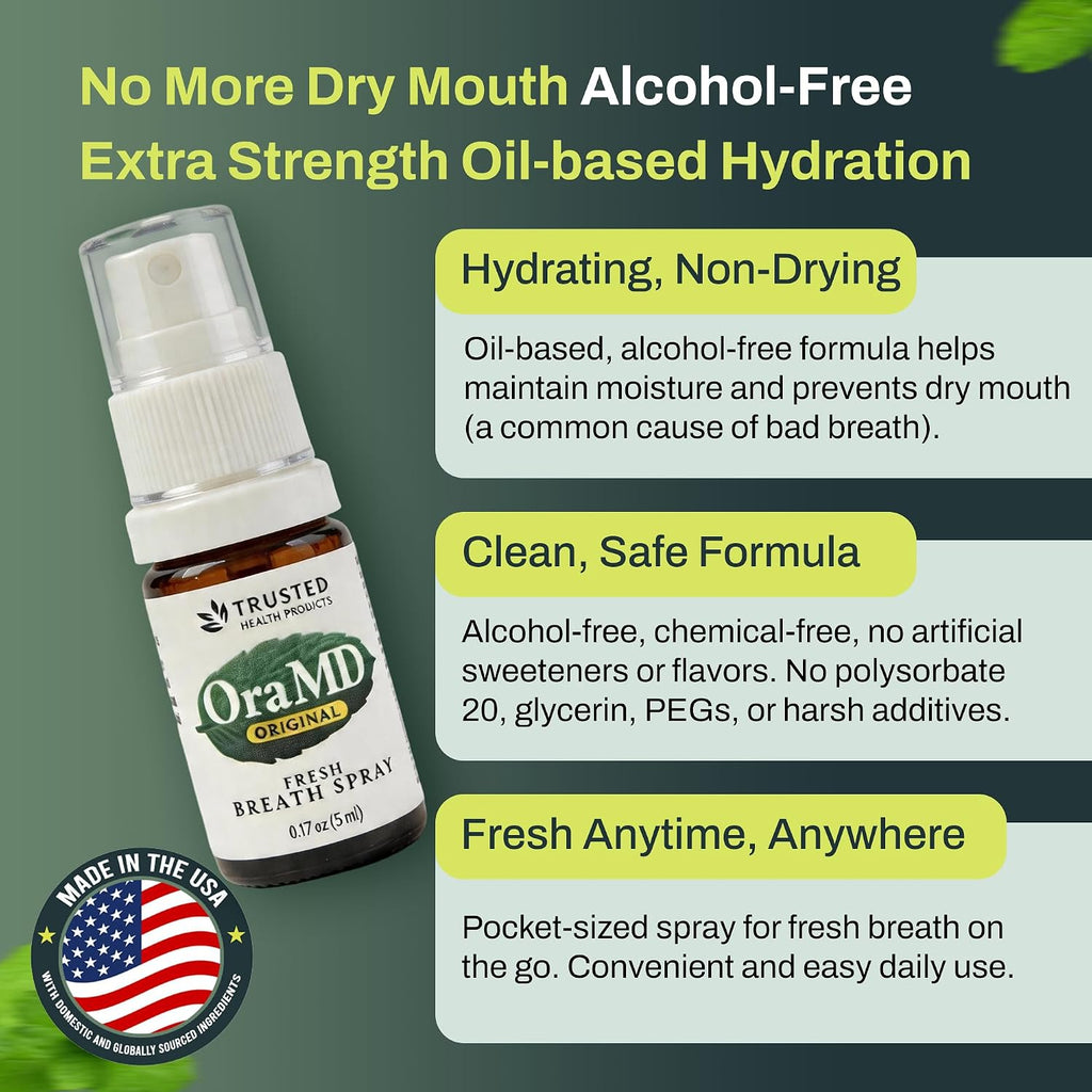 OraMD Extra Strength Dry Mouth Spray, Alcohol-Free Mint Fresh Breath, 3Pack