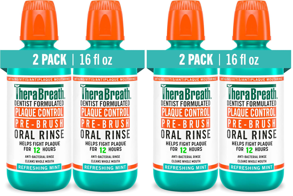 TheraBreath Plaque Control Oral Rinse, Refreshing Mint, 16 oz, 2-Pack
