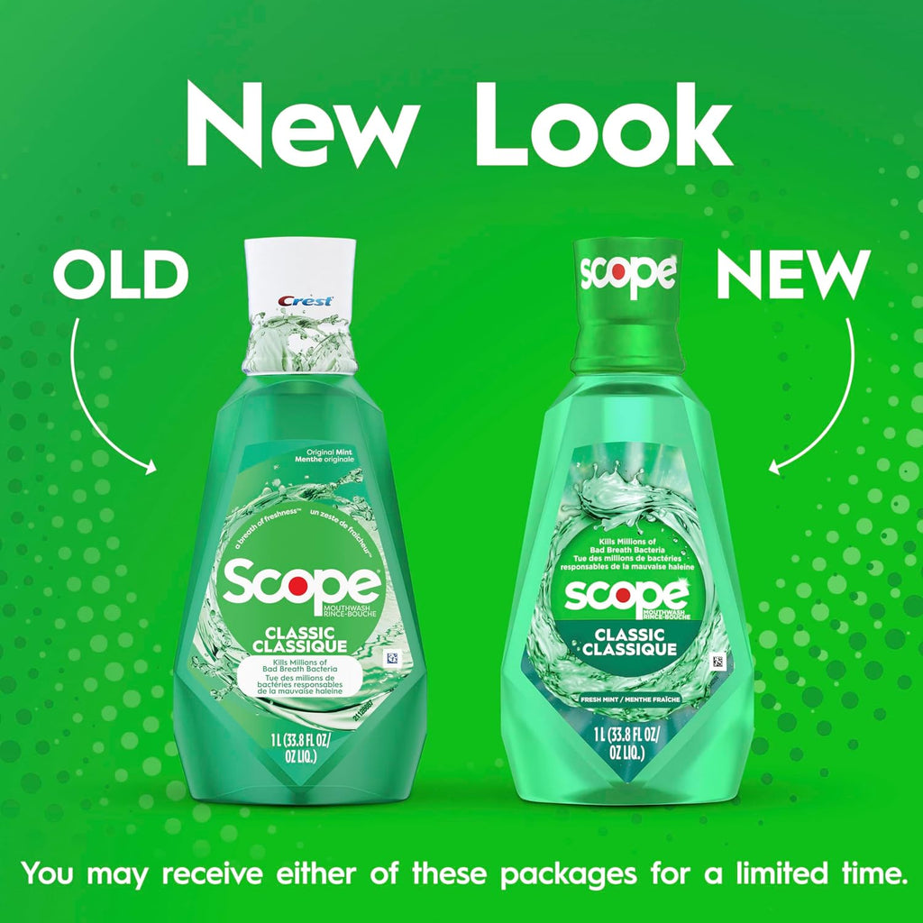 Crest Scope Classic Mouthwash, Original Formula, 500 Ml, 4 Count