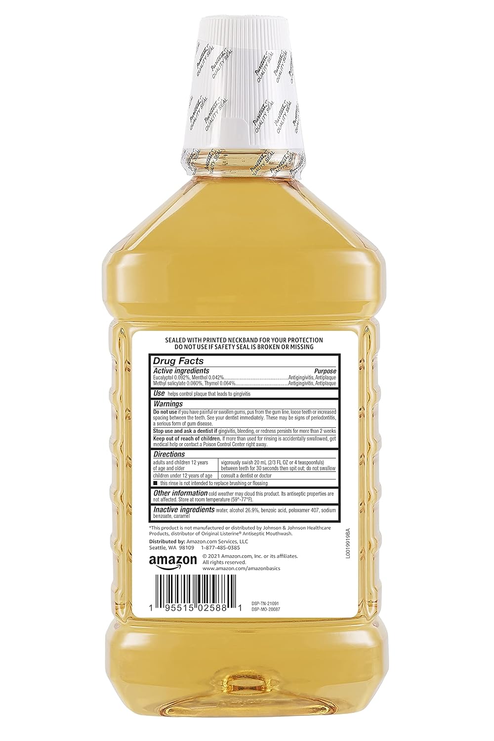 Amazon Basics Antiseptic Mouthwash, Original Flavor, Fights Gingivitis, 1.5 Liter, 50.7 ounce (Pack of 4) (Previously Solimo)