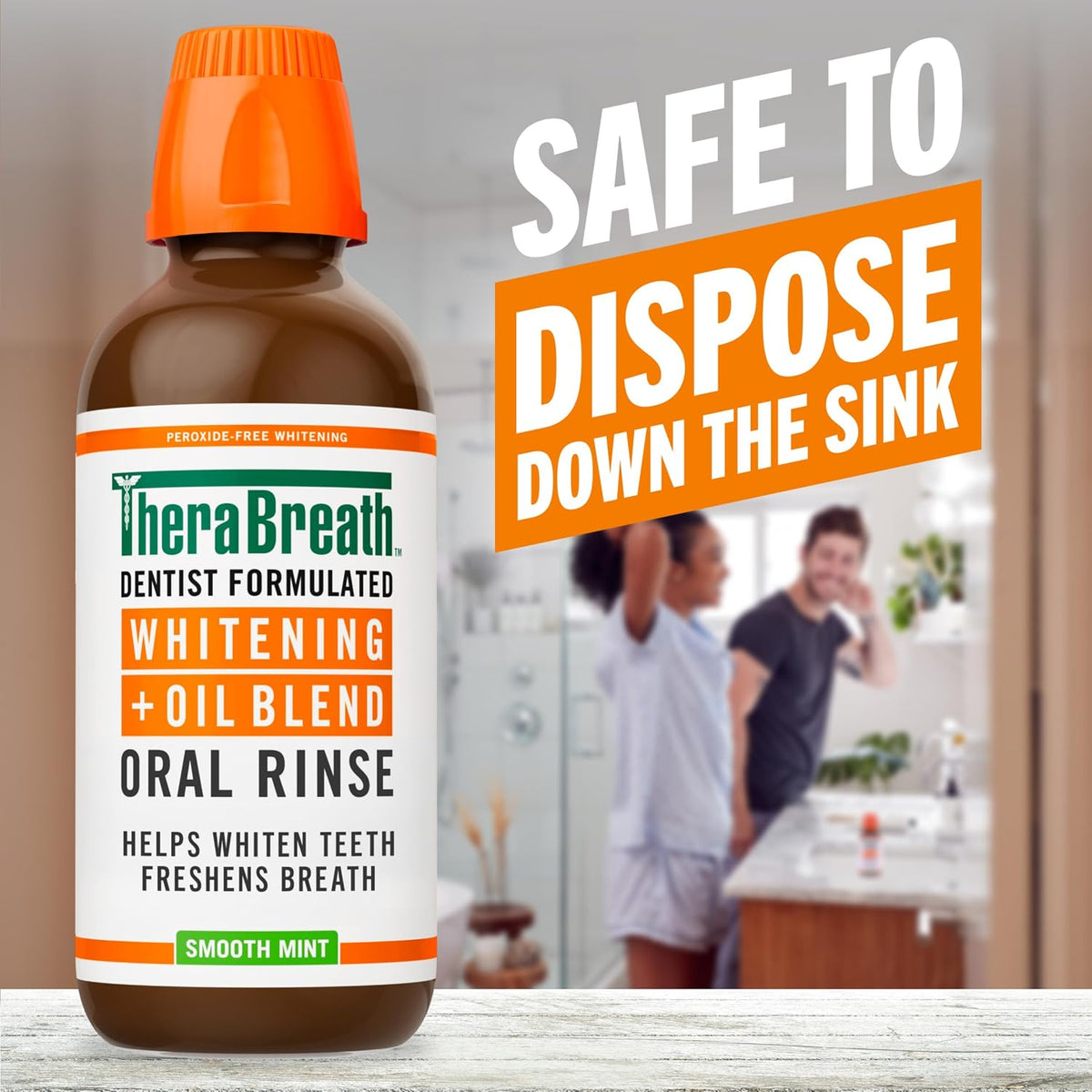TheraBreath Whitening + Oil Blend Oral Rinse, Smooth Mint, 16 fl oz