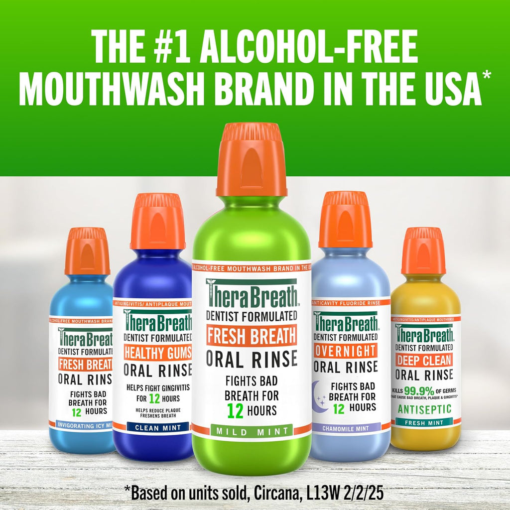 TheraBreath Fresh Breath Mouthwash, Mild Mint, 1 Liter