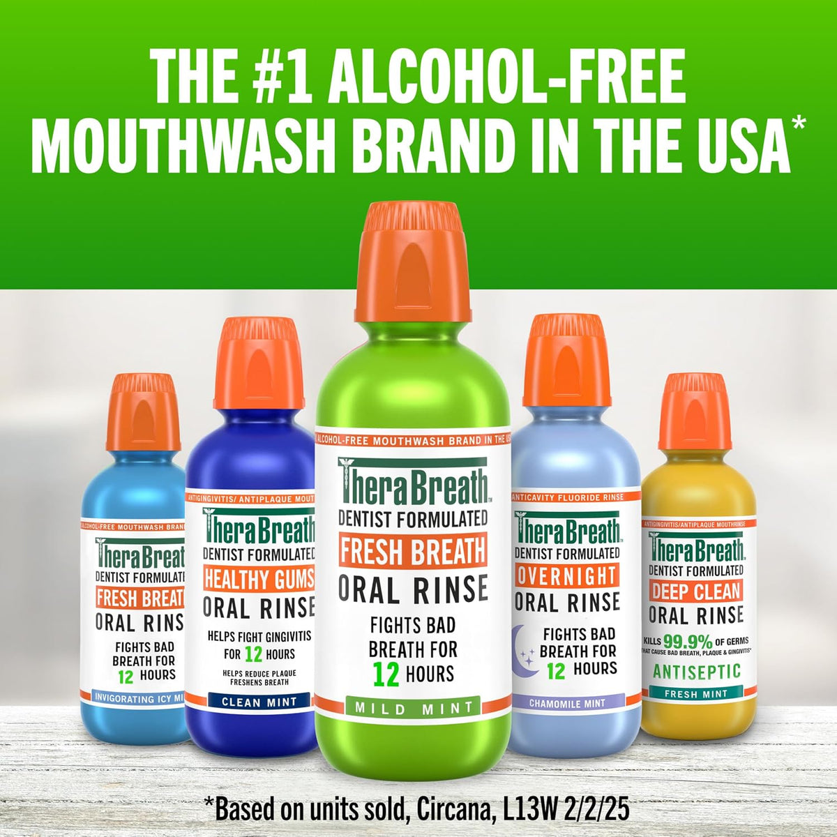 TheraBreath Fresh Breath Mouthwash, Mild Mint, 1 Liter