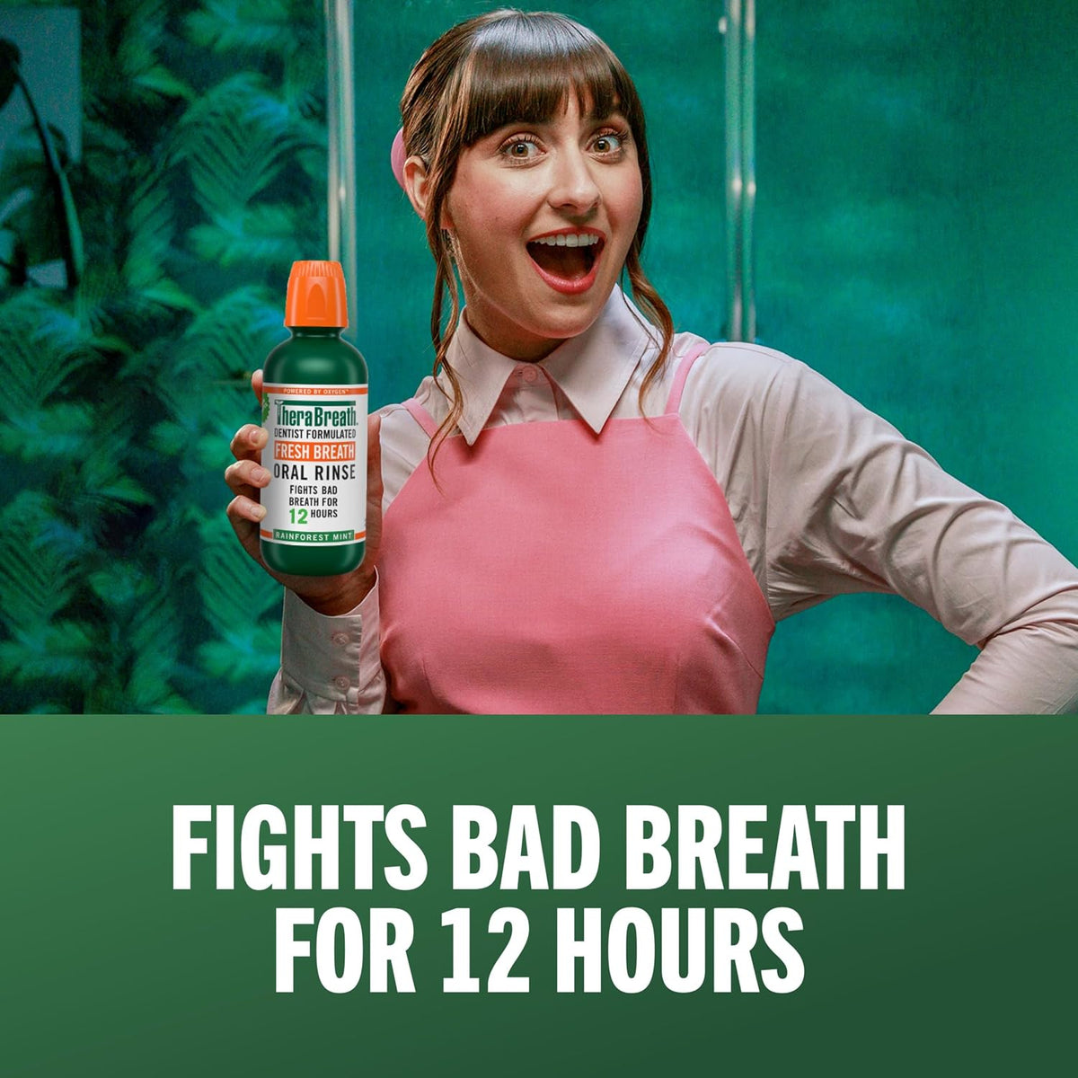 TheraBreath Fresh Breath Mouthwash, Rainforest Mint, 33.8 oz