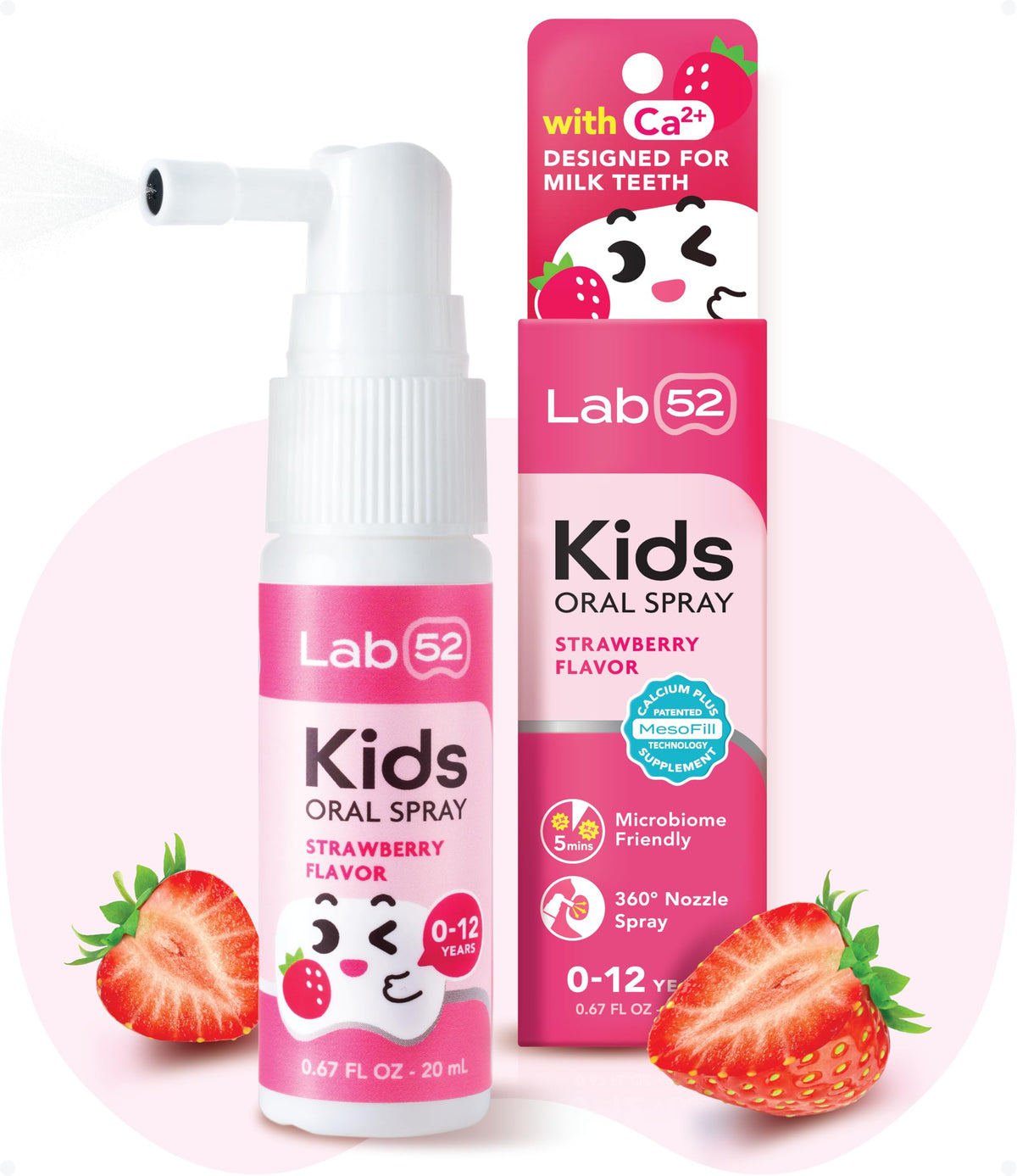 LAB52 Kids Oral Spray, Toothpaste Helper Fluoride Free, Xylitol Strawberry