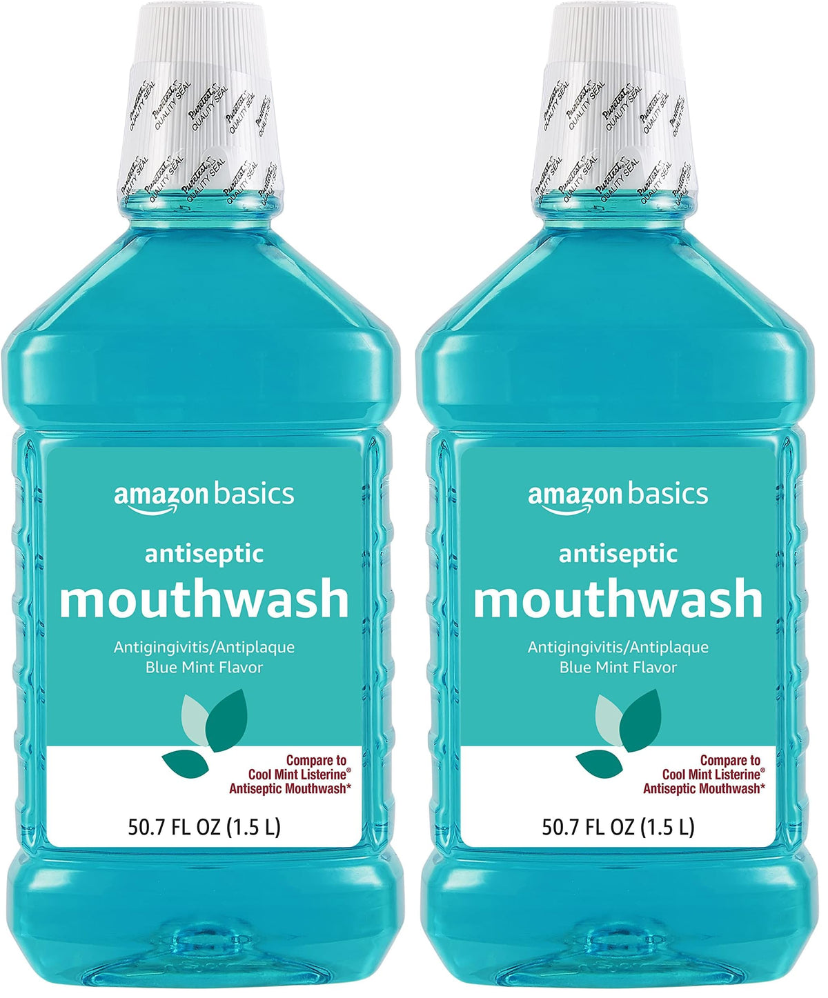 Amazon Basics Antiseptic Mouthwash, Blue Mint, Fights Bad Breath, Plaque and Gingivitis, 1 Liter, 33.8 Fl Oz, 1-Pack (Previously Solimo)