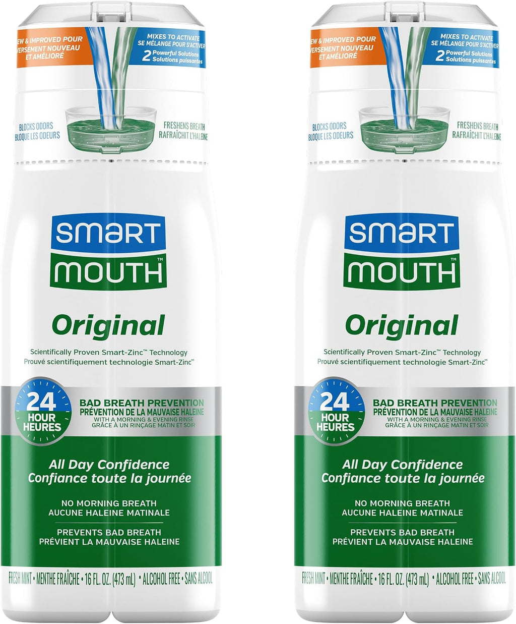 SmartMouth Original Zinc Activated Mouthwash, Fresh Mint, 16 fl oz, 2-Pack