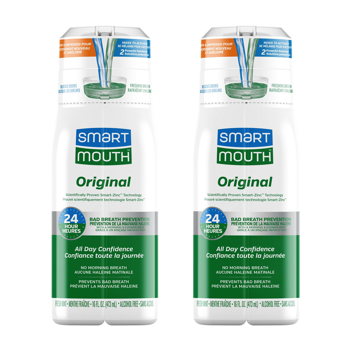 SmartMouth Original Zinc Activated Mouthwash, Fresh Mint, 16 fl oz, 2-Pack