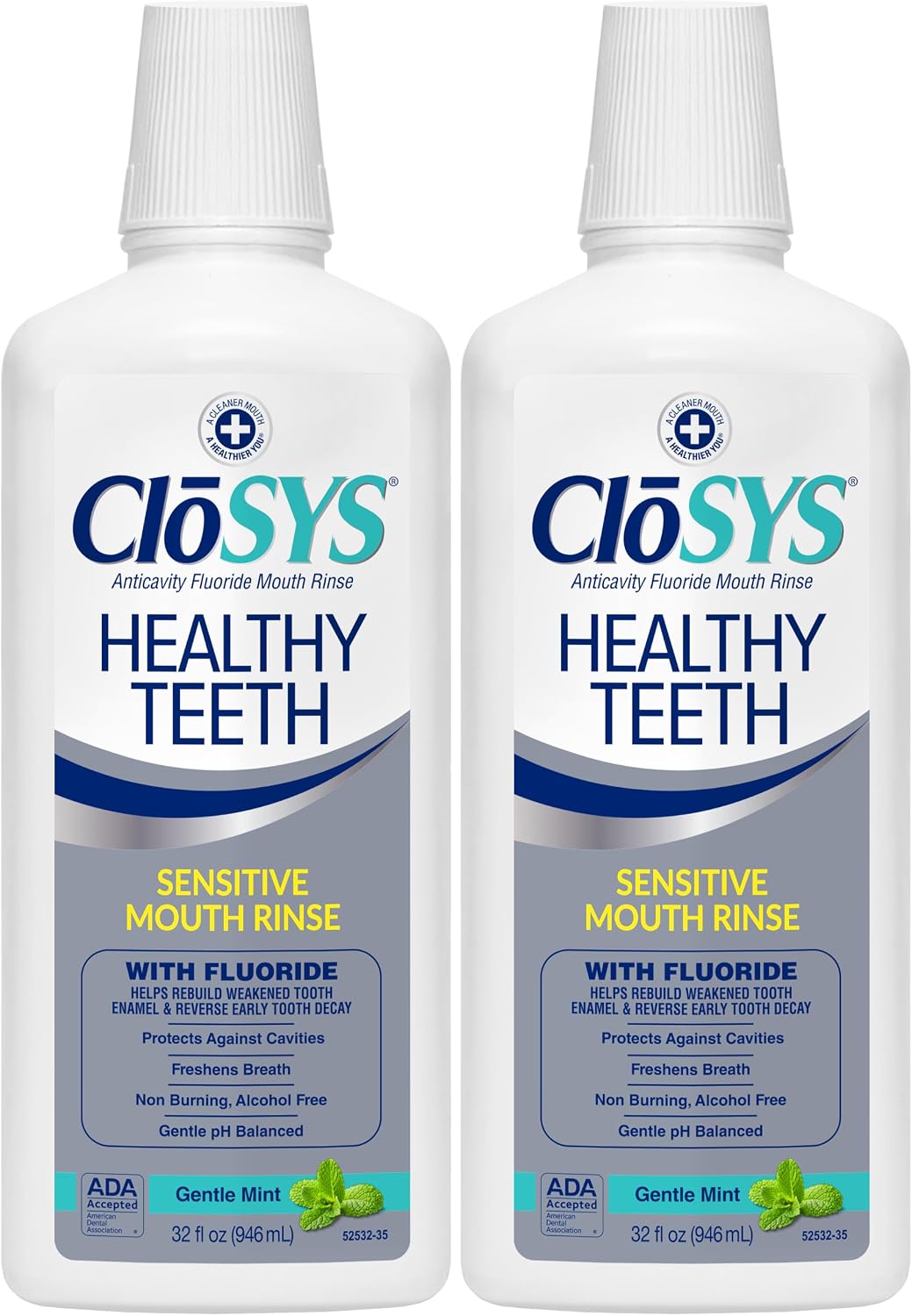 CloSYS Silver Healthy Teeth Anti-Cavity Oral Rinse, 32 Fl Oz, 2 Pack
