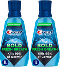 Crest Mouthwash Pro-Health Bold Fresh Breath, 99% Germ Kill, Antigingivitis & Antiplaque, Clean Mint - 1 L (33.8 fl oz), Pack of 2