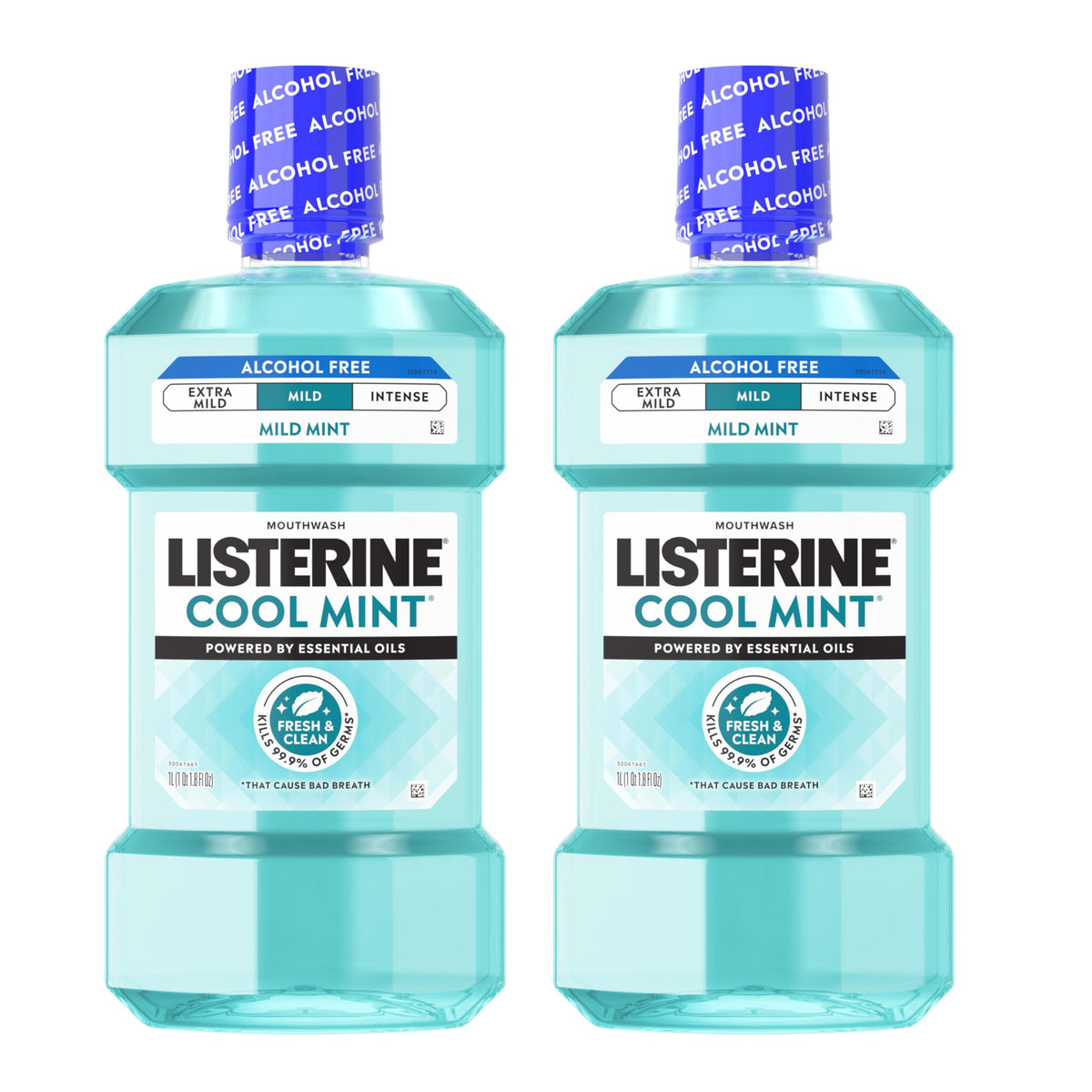 Listerine Cool Mint Alcohol Free Mouthwash, Mild Mint, 33.8 fl. oz/1 L