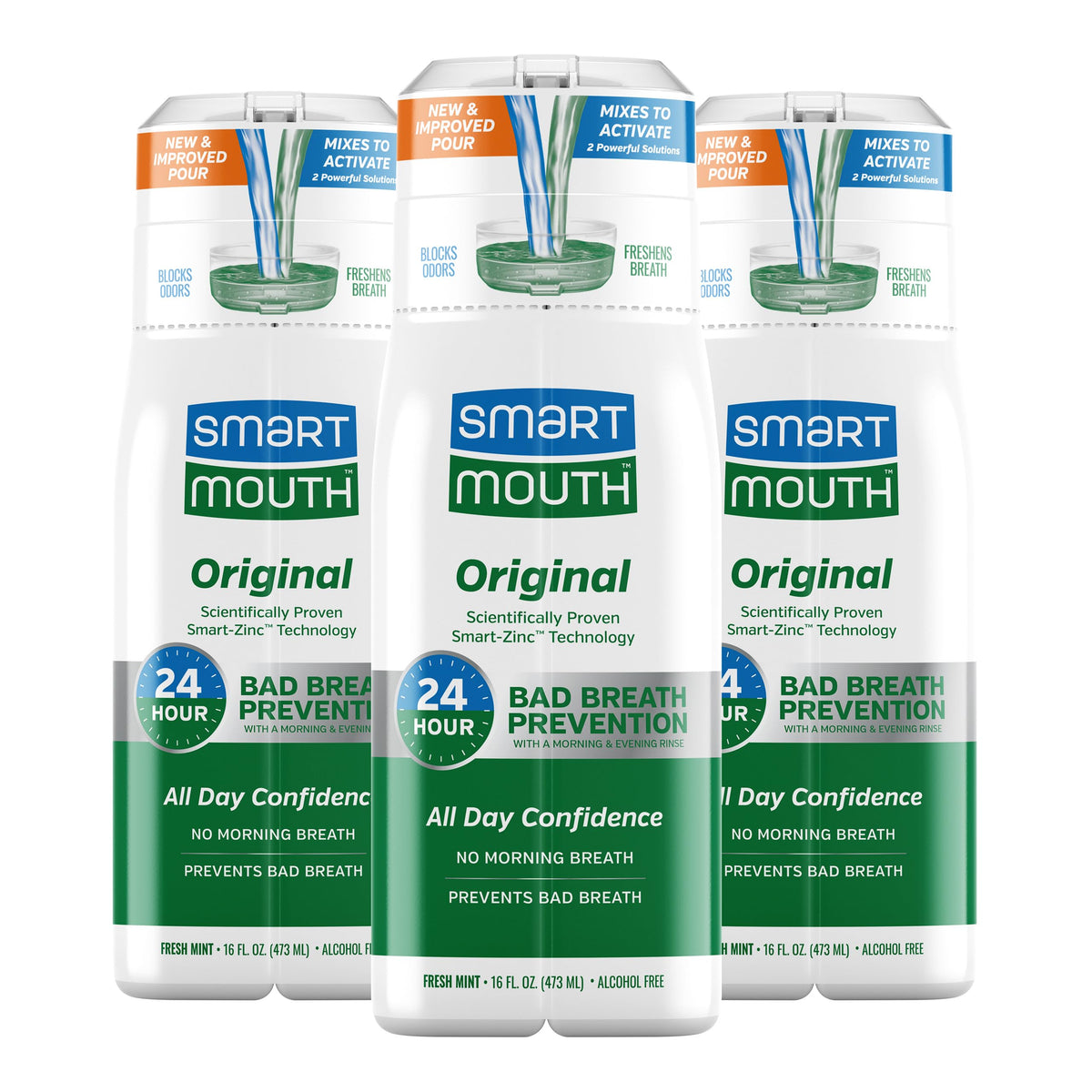 SmartMouth Original Zinc Activated Mouthwash, Fresh Mint, 16 fl oz, 2-Pack
