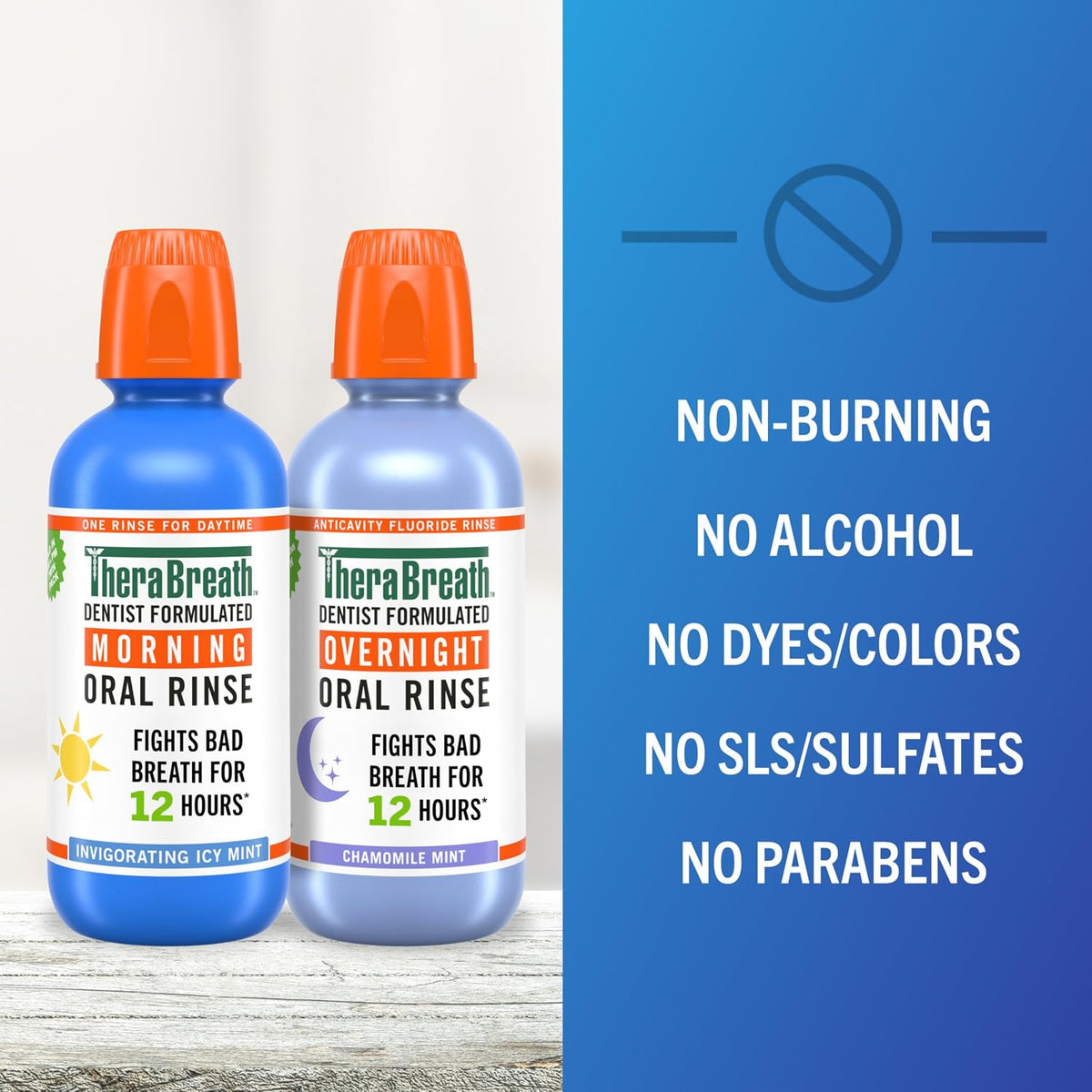 TheraBreath AM + PM Mouthwash Bundle, 16 fl oz, 2-Pack