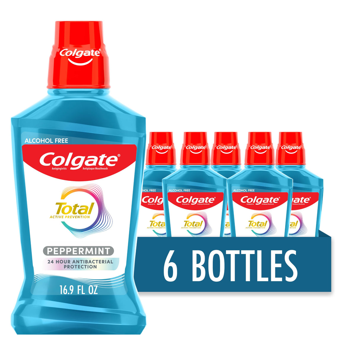 Colgate Total Alcohol Free Mouthwash, Peppermint, 3 Pack, 33.8 fl oz