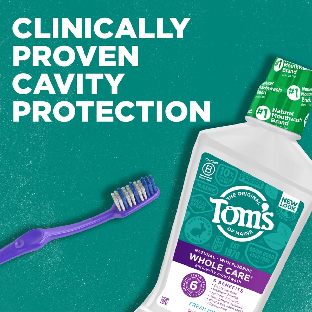 Tom's of Maine Whole Care Natural Anticavity Fluoride Mouthwash 3Pk, 16 oz