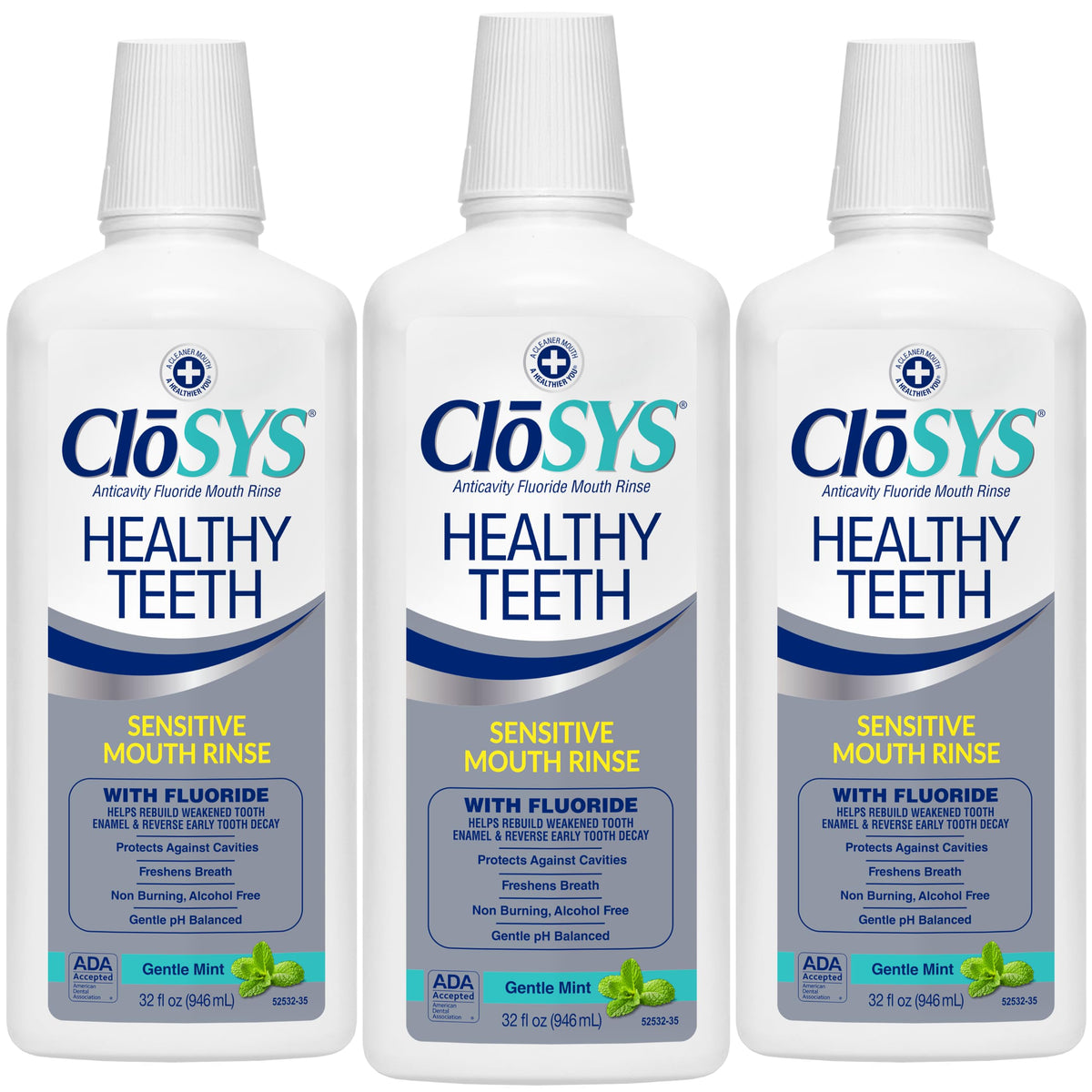 CloSYS Silver Healthy Teeth Anti-Cavity Oral Rinse, 32 Fl Oz, 2 Pack