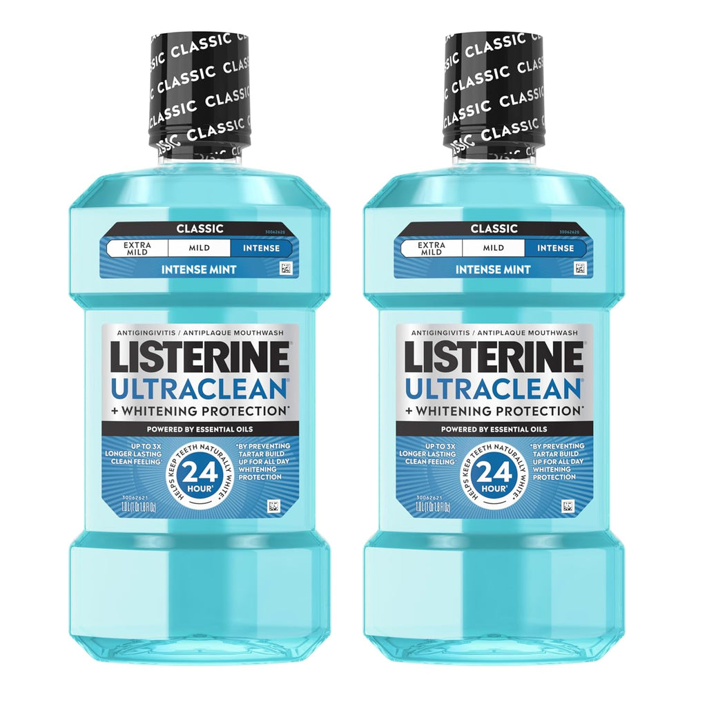 Listerine Ultraclean Antiseptic Mouthwash, Intense Mint, 33.8 fl. oz/1L x 2