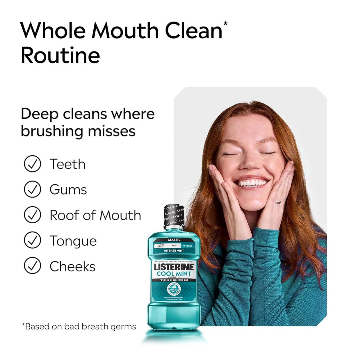 Listerine Cool Mint Antiseptic Mouthwash, Intense Mint, 33.8 fl. oz/1 L